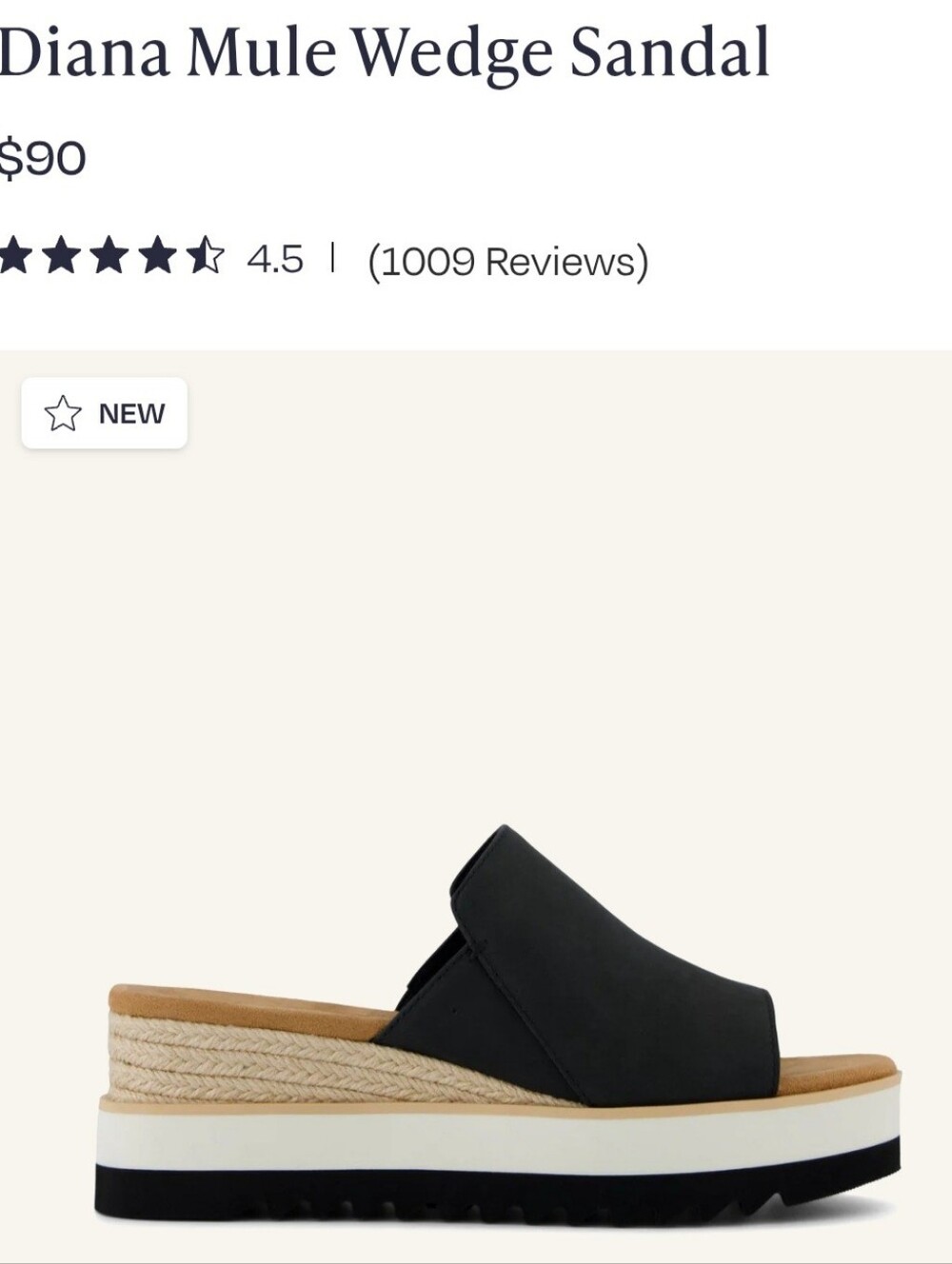 Toms BLACK Diana Mule Wedge Sandal Never Worn. No Box.